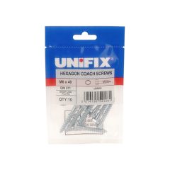 Coach Screws Hexagon Head DIN 571 BZP - M8 x 90 (Bag of 5)