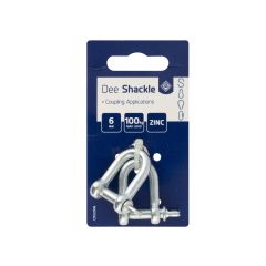BZP Dee Shackles 6mm. Box of 10 Cards. 2 Per card