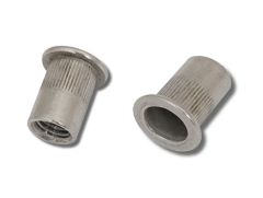 M8 x 23.5 (5.0-8.0) A2 St.Stl Flat Head Round Knurled Body JRP Rivet Nuts