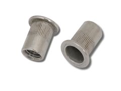 M8 x 21.5 (3.5-5.5) A4 St.Stl Flat Head Round Knurled Body JRP Rivet Nuts