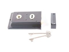 Fluted Edge Rim Lock BLK - 150mm x 100mm