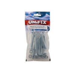 Grade 4.8 Cup Square Hex Bolts and Nuts DIN 603/555 BZP - M8 x 40 (Bag of 10)