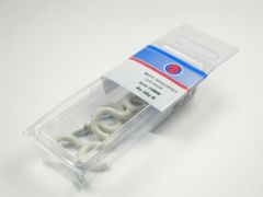 White Shouldered Cup Hooks - 20mm. Pack of 6