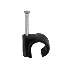 Black Round Cable Clips - 9.0mm