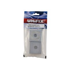 Square Plate Round Hole Washers BZP - M12 x 50 x 3.0 (Bag of 8)