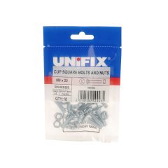 Grade 4.8 Cup Square Hex Bolts and Nuts DIN 603/555 BZP - M12 x 240 (Bag of 2)