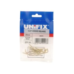 Cup Hooks Square Electro Brass - 25mm (Bag of 10)