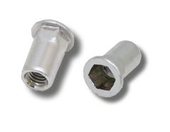 M6 x 15.5 (0.5-3.0) Steel Flat Head Part Hexagon Body Open JRP Rivet Nuts